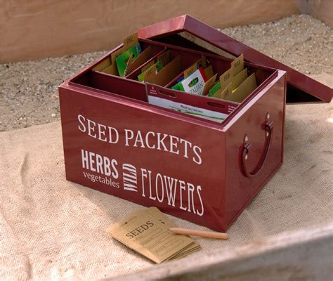 metal seed box organiser|seed packet organizer box.